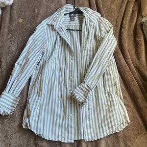 Button up long sleeve striped shirt sage green color